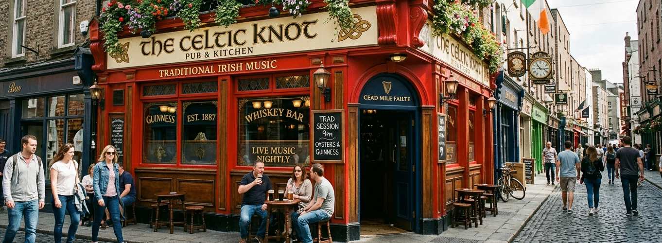 Gay travelers enjoying drinks outside The George, Dublin's oldest gay bar.