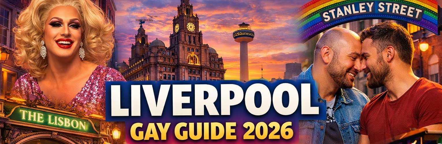 Liverpool gay guide 2026 showing Stanley Street nightlife, drag performance, gay bars and Pride celebration